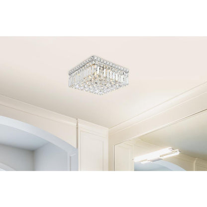 Maxime 4 light Chrome Flush Mount Clear Royal Cut Crystal