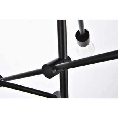 Axel 6 lights black pendant with chain