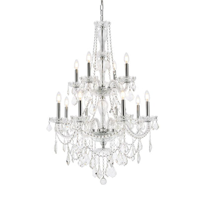 Giselle 12 light Chrome Chandelier Clear Royal Cut Crystal