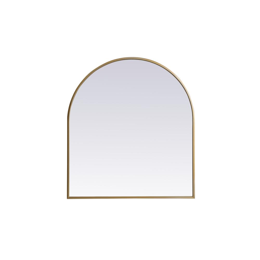 Metal Frame Arch Mirror 27x30 Inch in Brass
