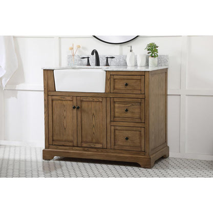 42 inch Single bathroom vanity in driftwood with backsplash