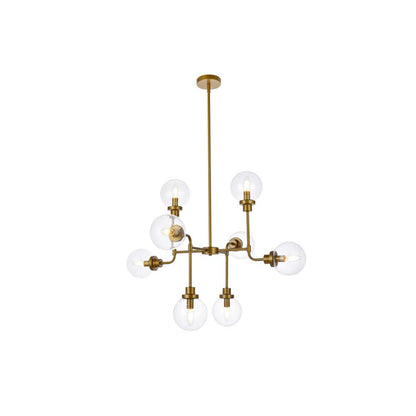 Hanson 8 lights pendant in brass with clear shade