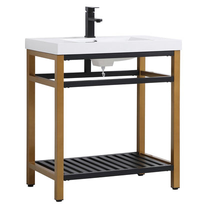 30 inch Single Bathroom Metal Vanity in Golden Black
