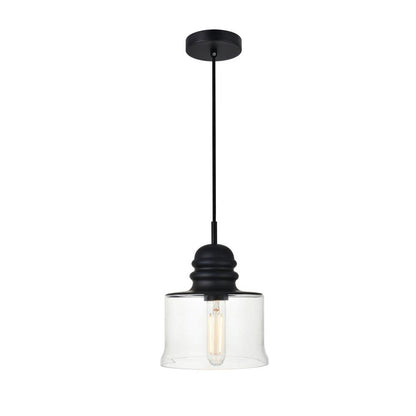 Kenna 1 Light Black Pendant With Clear Glass