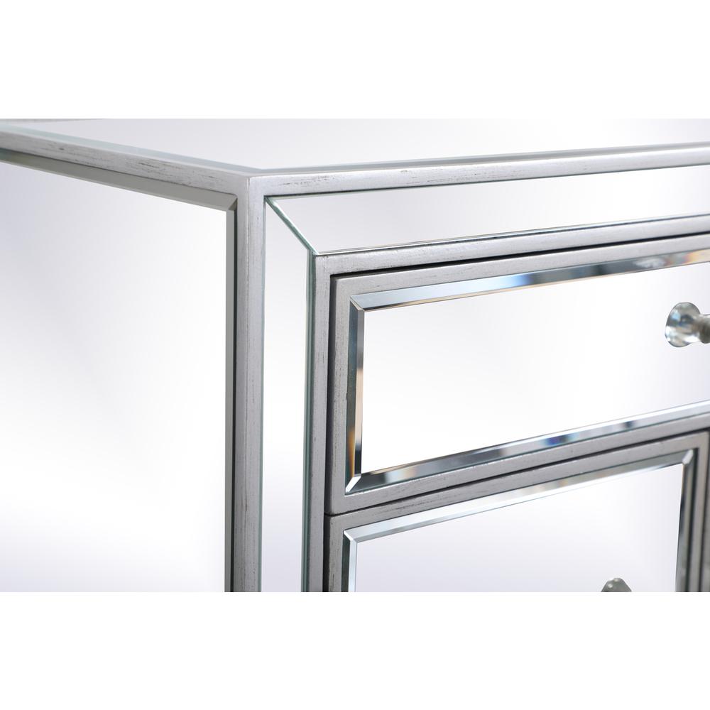 29 in. mirrored cabinet in antique silver