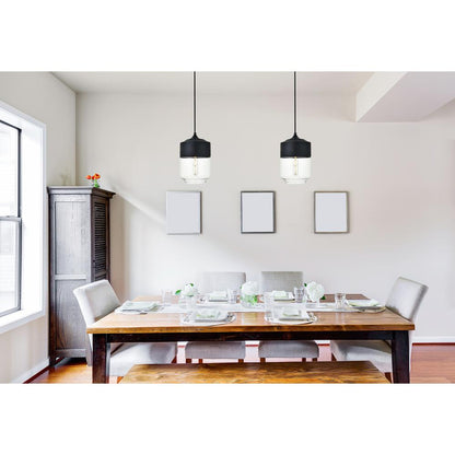 Ashwell 1 Light Black Pendant With Clear Glass