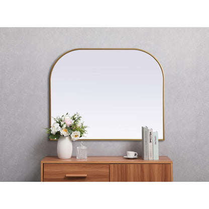 Metal Frame Arch Mirror 42x34 Inch in Brass