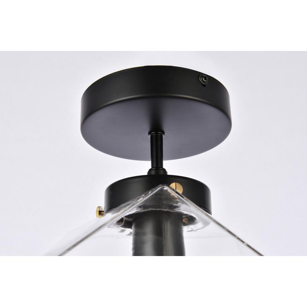 Lawrence 1 light black and clear glass flush mount
