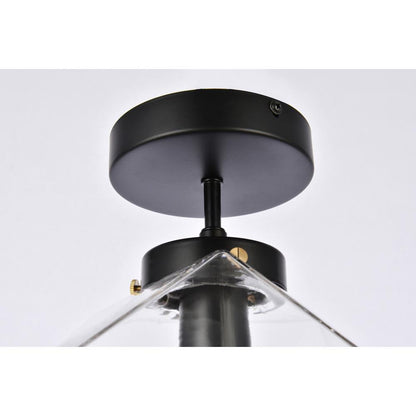 Lawrence 1 light black and clear glass flush mount