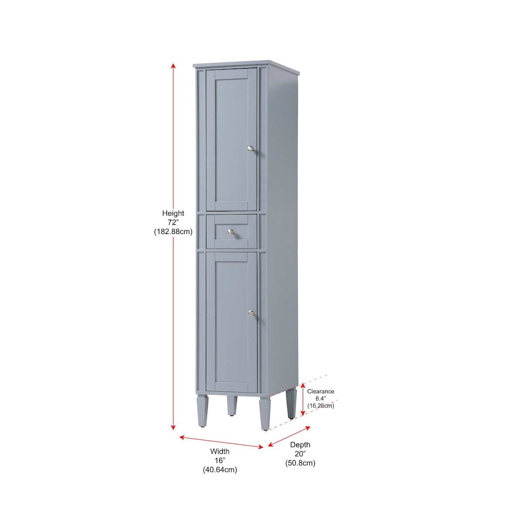 16 inch Bath Storage Cabinet in Grey