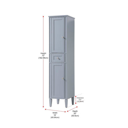 16 inch Bath Storage Cabinet in Grey