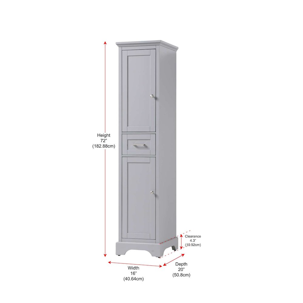 16 inch Bath Storage Cabinet in Grey