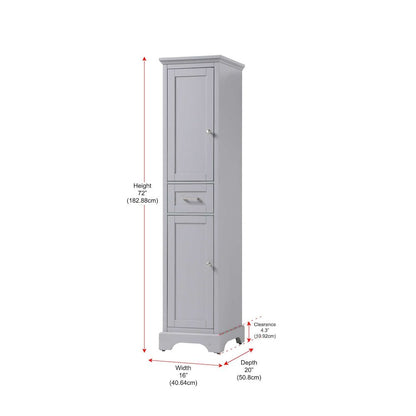 16 inch Bath Storage Cabinet in Grey