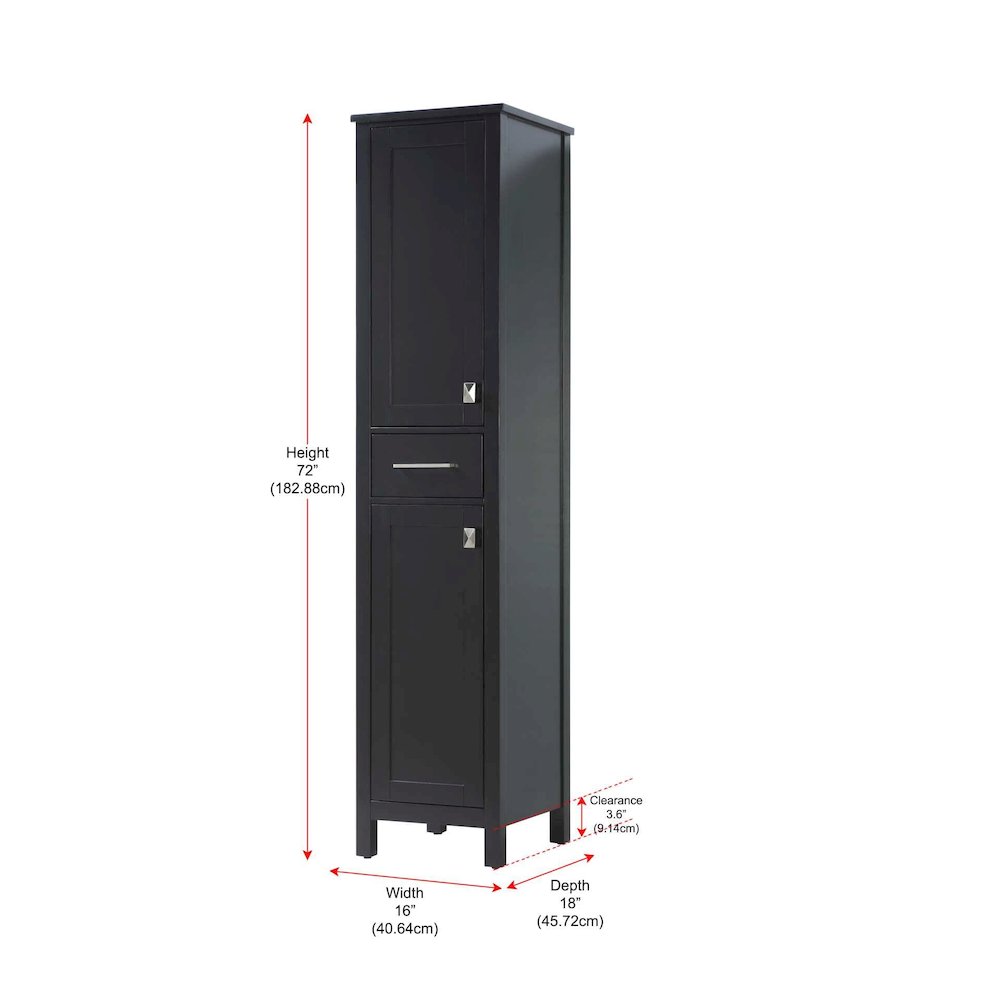 16 inch Bath Storage Cabinet in Black
