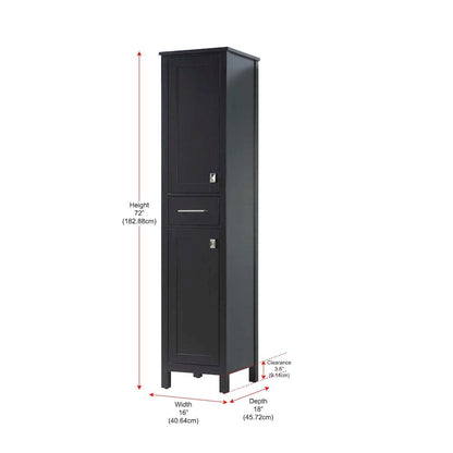 16 inch Bath Storage Cabinet in Black