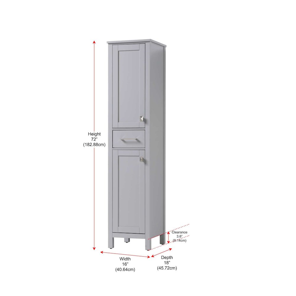 16 inch Bath Storage Cabinet in Grey