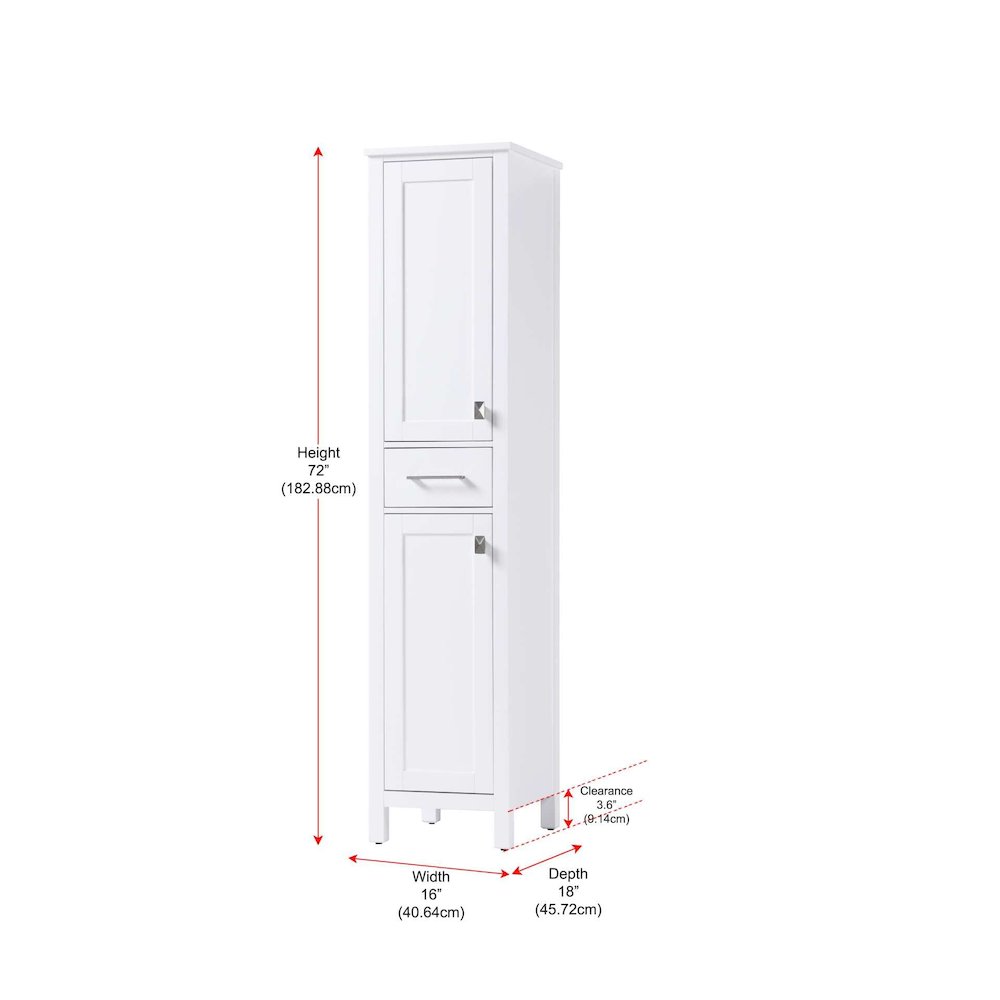 16 inch Bath Storage Cabinet in White