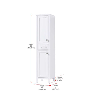 16 inch Bath Storage Cabinet in White
