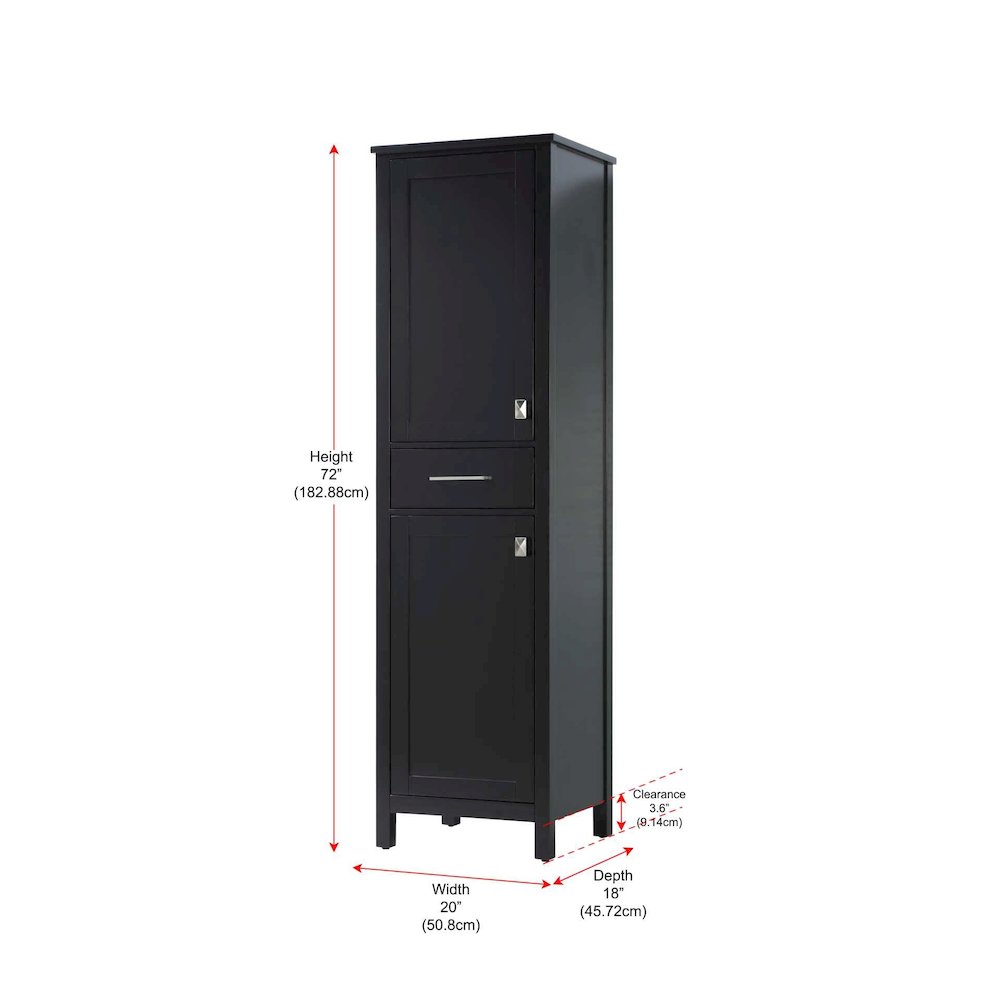 20 inch Bath Storage Cabinet in Black