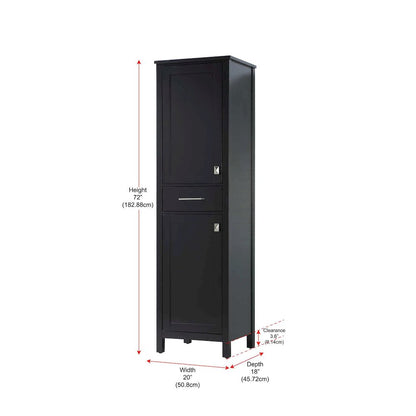 20 inch Bath Storage Cabinet in Black