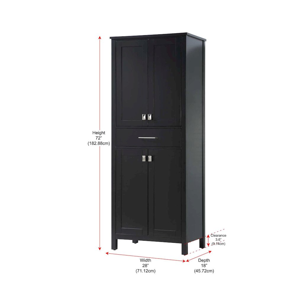 28 inch Bath Storage Cabinet in Black