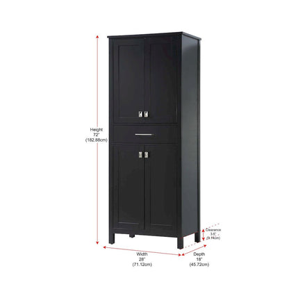 28 inch Bath Storage Cabinet in Black