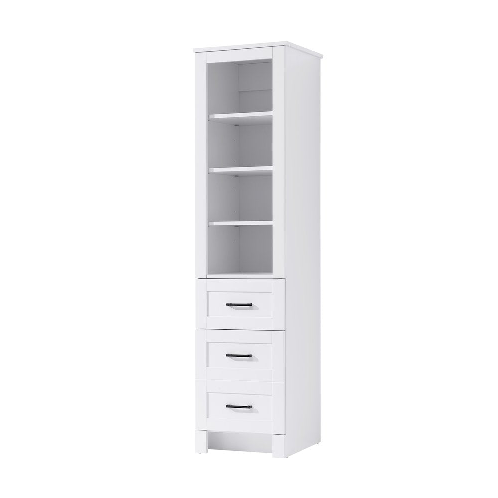 16 Inch Bath Storage Glass Cabinet  in White