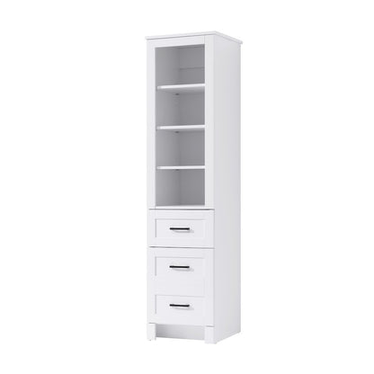 16 Inch Bath Storage Glass Cabinet  in White