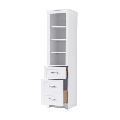 16 Inch Bath Storage Glass Cabinet  in White