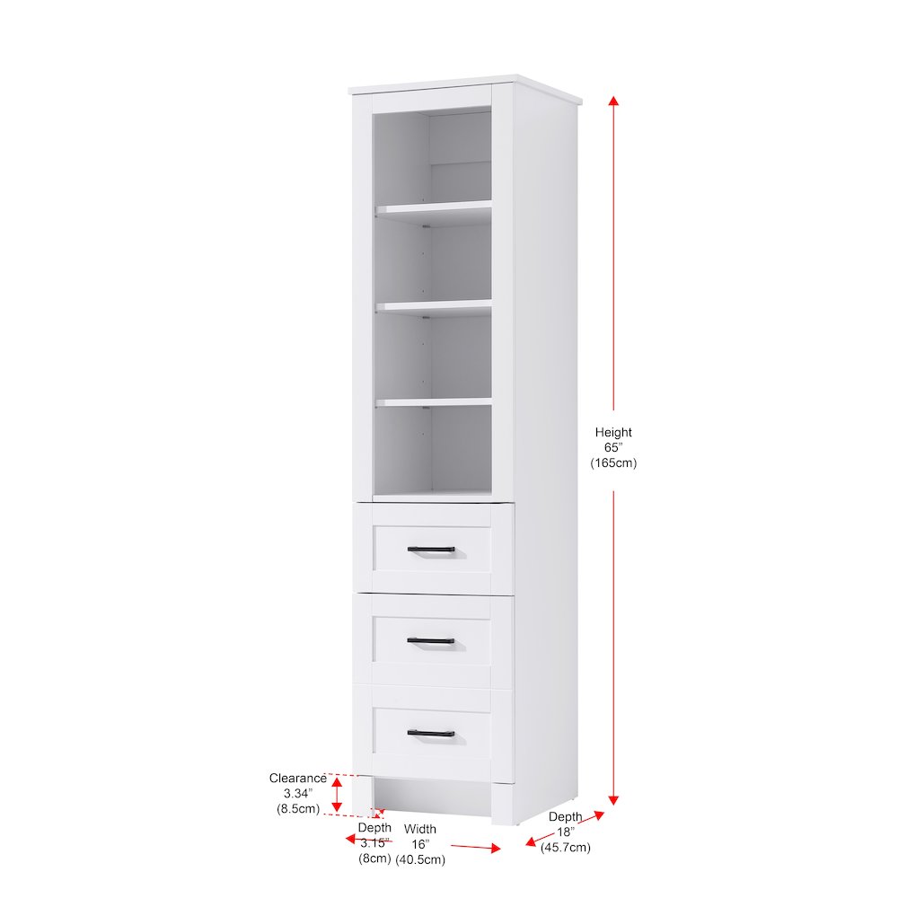 16 Inch Bath Storage Glass Cabinet  in White