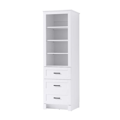 20 Inch Bath Storage Glass Cabinet  in White