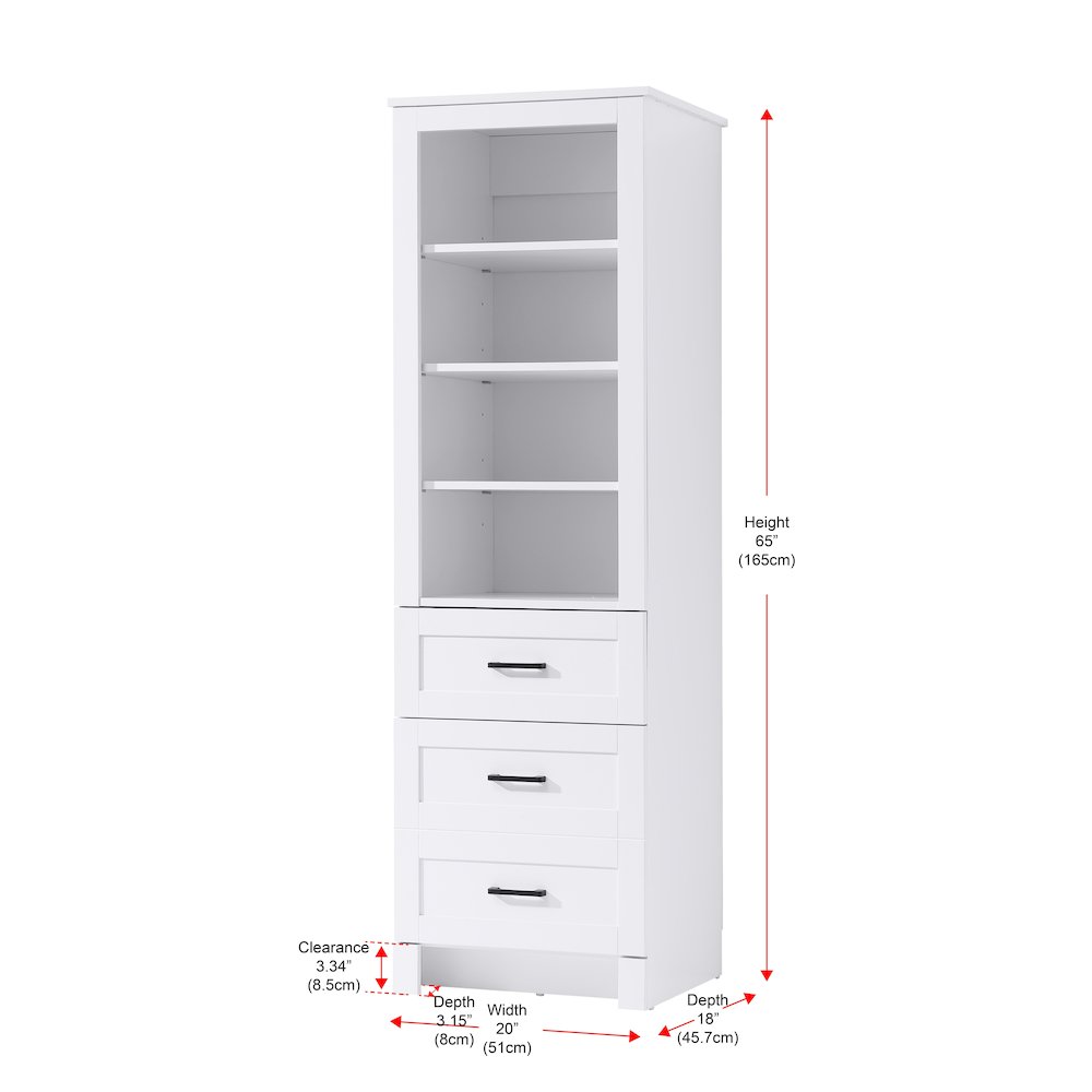 20 Inch Bath Storage Glass Cabinet  in White