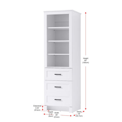 20 Inch Bath Storage Glass Cabinet  in White