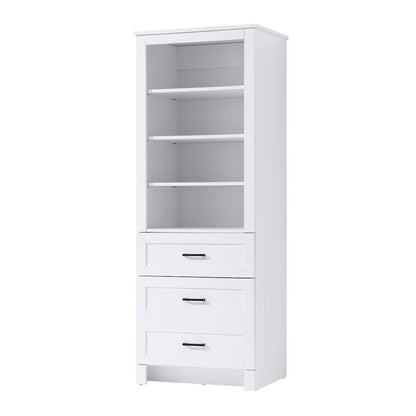 24 Inch Bath Storage Glass Cabinet  in White