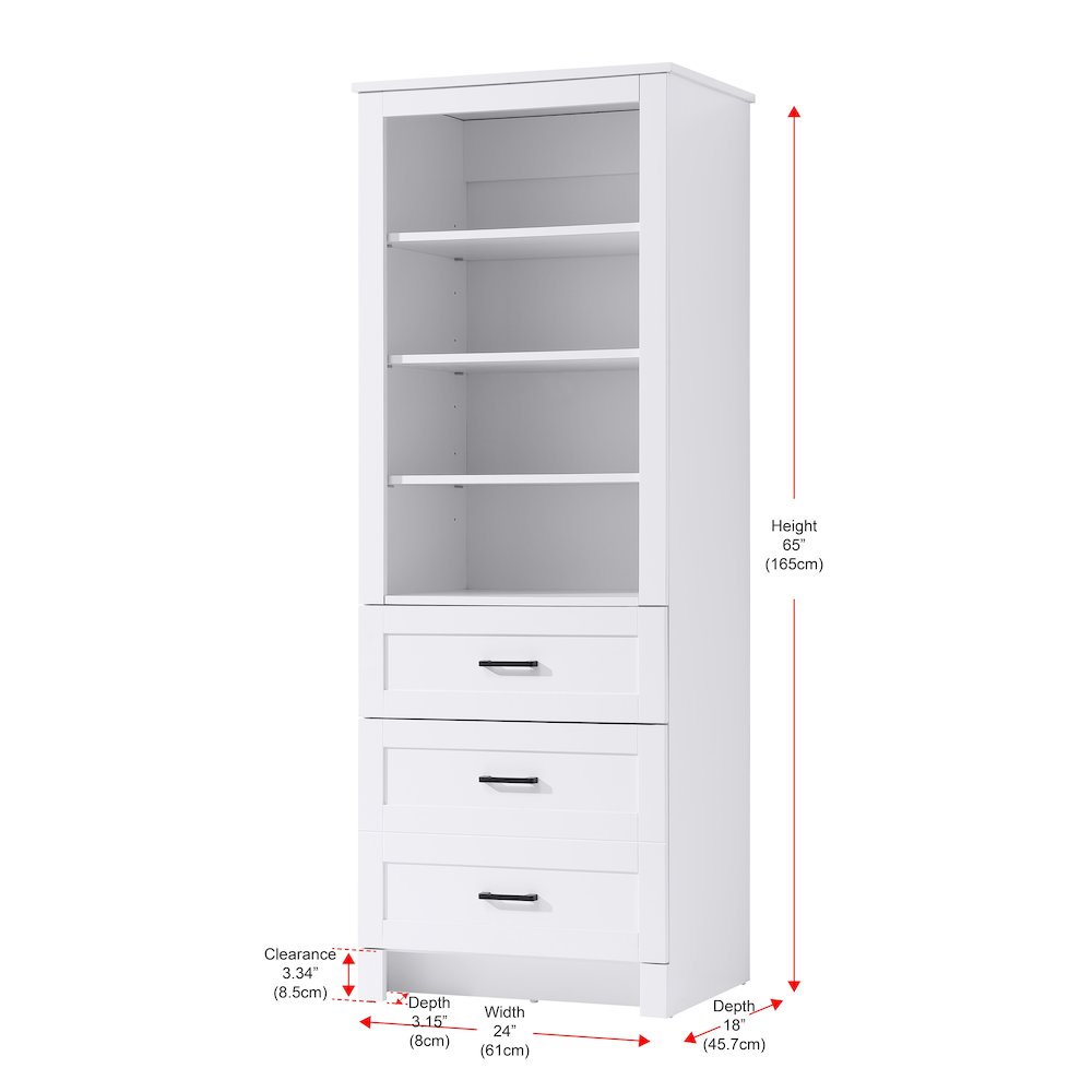 24 Inch Bath Storage Glass Cabinet  in White
