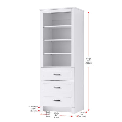 24 Inch Bath Storage Glass Cabinet  in White