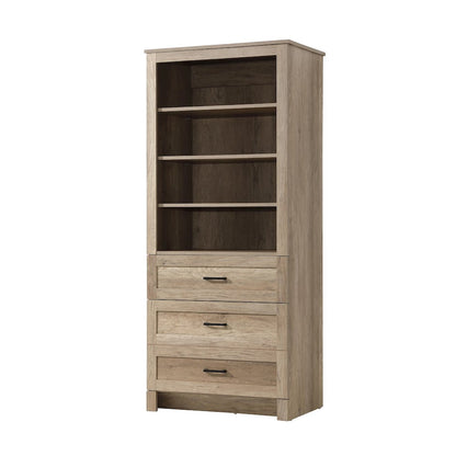 28 Inch Bath Storage Glass Cabinet  in Natural Oak