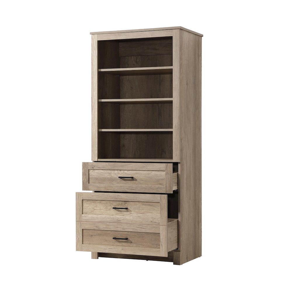 28 Inch Bath Storage Glass Cabinet  in Natural Oak