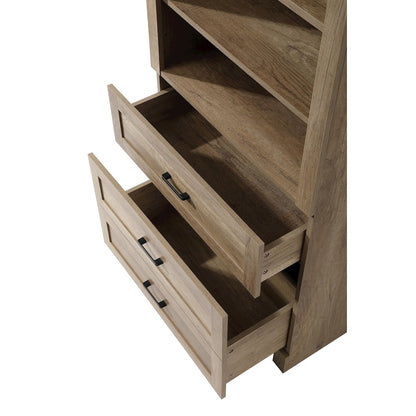 28 Inch Bath Storage Glass Cabinet  in Natural Oak