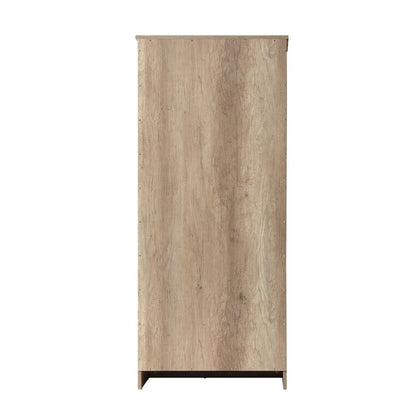28 Inch Bath Storage Glass Cabinet  in Natural Oak