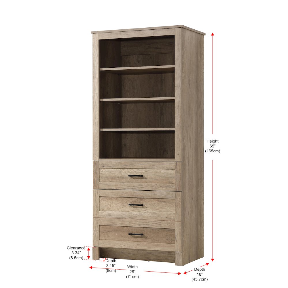 28 Inch Bath Storage Glass Cabinet  in Natural Oak
