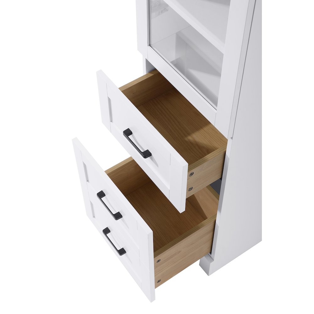 16 Inch Bath Storage Glass Cabinet  in White