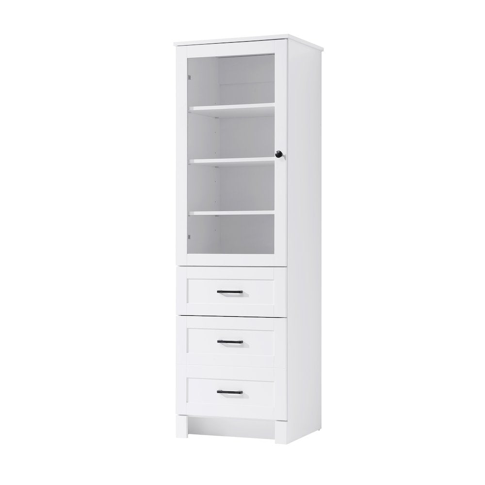 20 Inch Bath Storage Glass Cabinet  in White