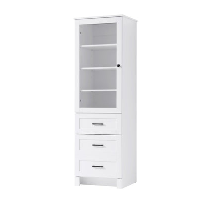 20 Inch Bath Storage Glass Cabinet  in White