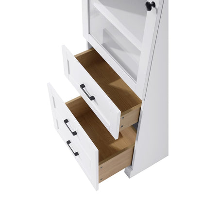 20 Inch Bath Storage Glass Cabinet  in White