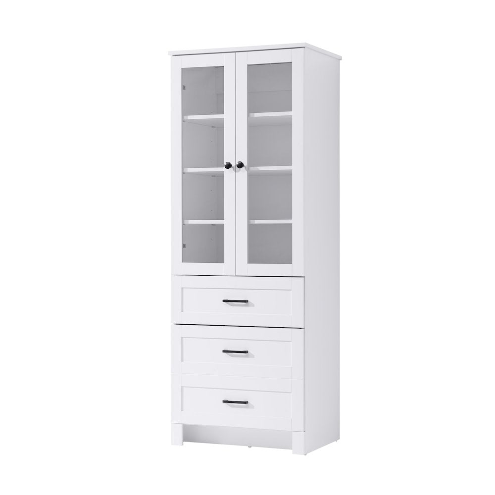 24 Inch Bath Storage Glass Cabinet  in White