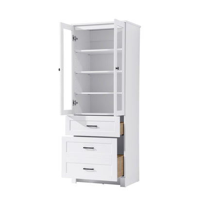 24 Inch Bath Storage Glass Cabinet  in White