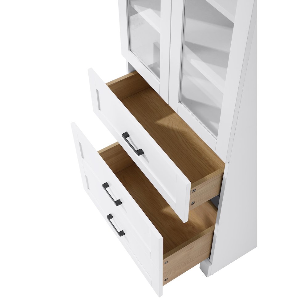 24 Inch Bath Storage Glass Cabinet  in White