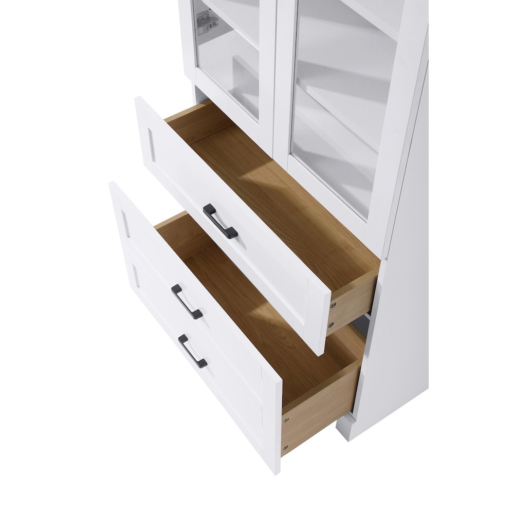 28 Inch Bath Storage Glass Cabinet  in White