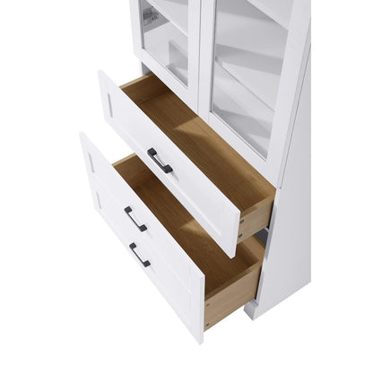 28 Inch Bath Storage Glass Cabinet  in White